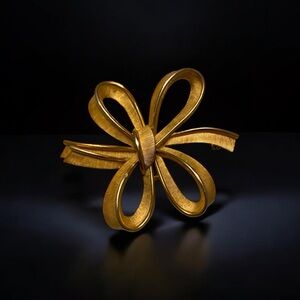 Vintage Monet Circle Brooch & Trifari Ribbon Bow Brooch Lot Signed Designer